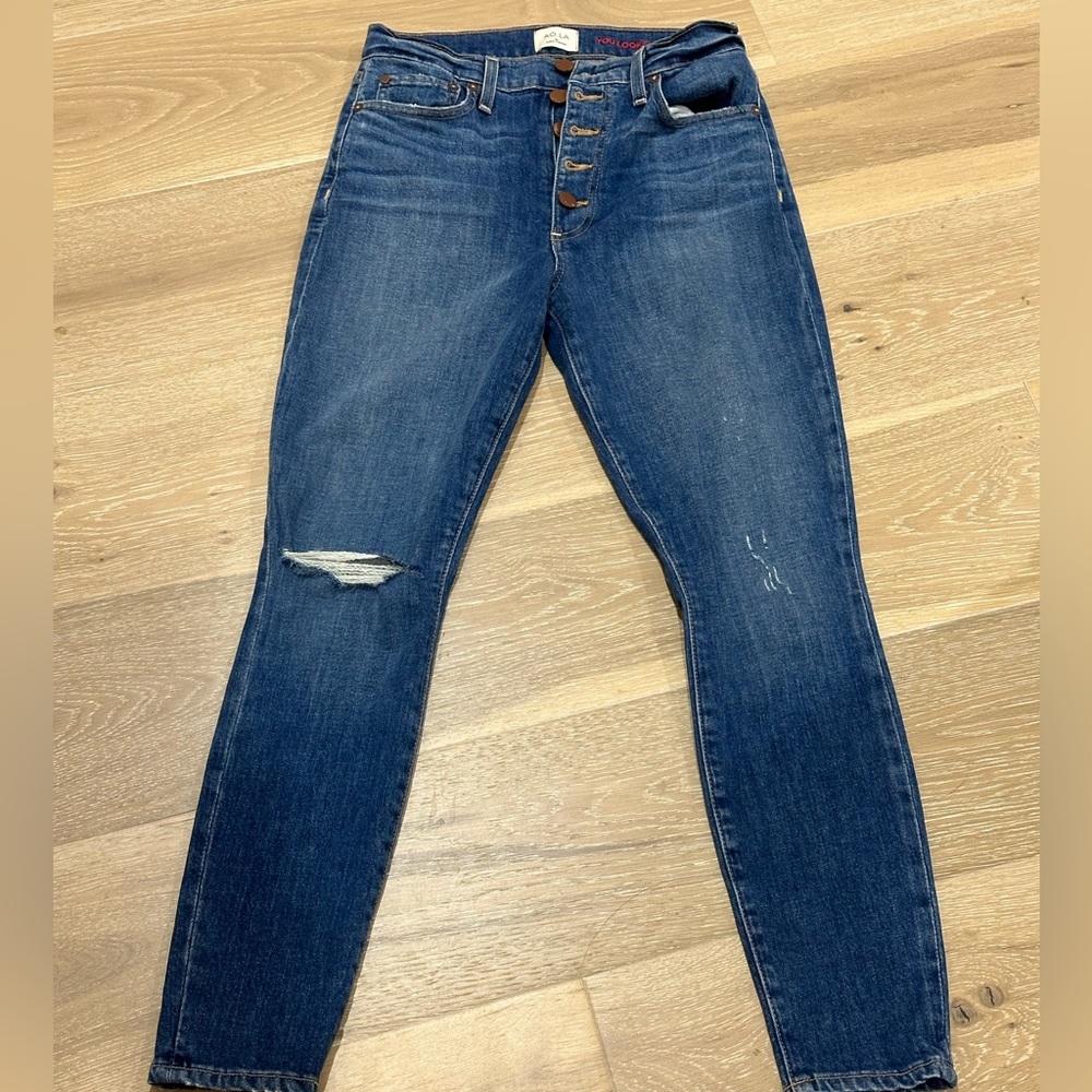 ALICE + OLIVIA Cropped distressed high-rise skinny jeans